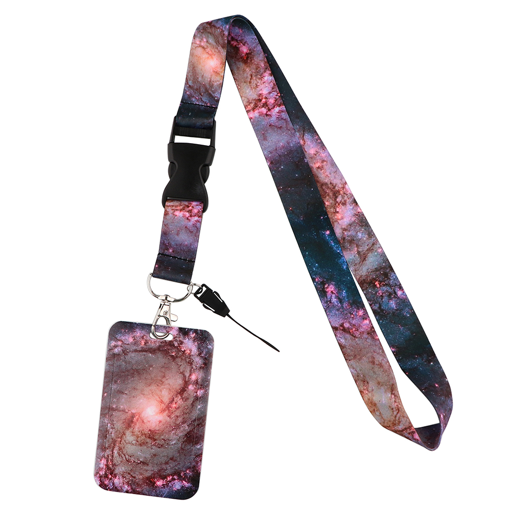 YL200 Starry sky Key Lanyard Car Keychain Badge Holder Personalise Office ID Card Pass Gym Mobile Phone Accessories: Orange
