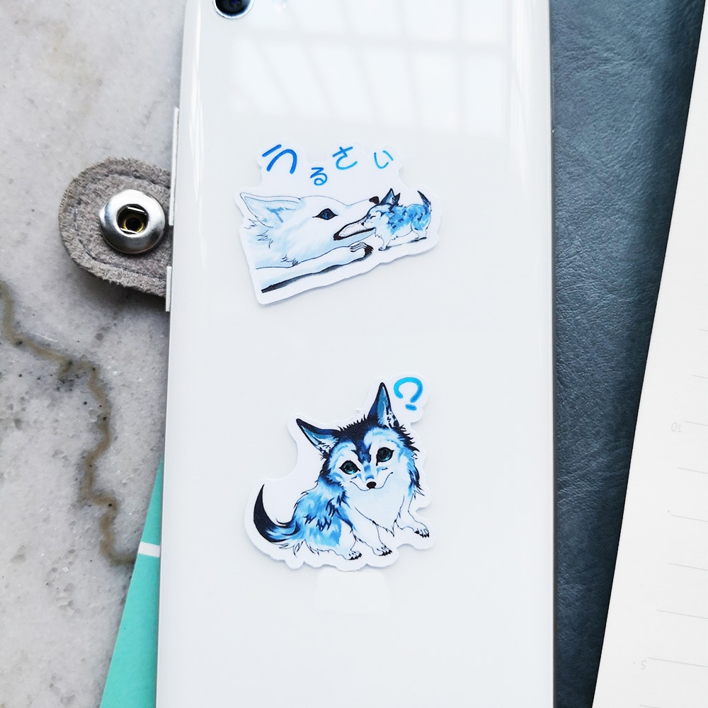 20/40pcs Cute Wolf Baby Cartoon Waterproof Sticker Notebook Skateboard Decoration PVC Stationery Stickers