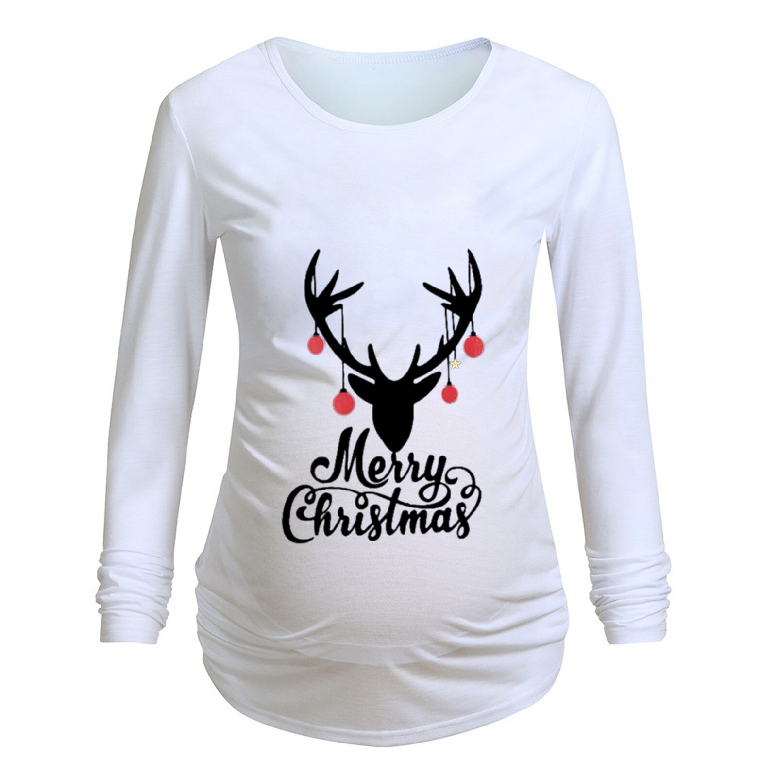 Trendy Top Tees For Pregnant Women Christmas Deer Cartoon Printed Long Sleeve Year Christmas Pregnancy Shirt Tops Xmas: Clear / XXL
