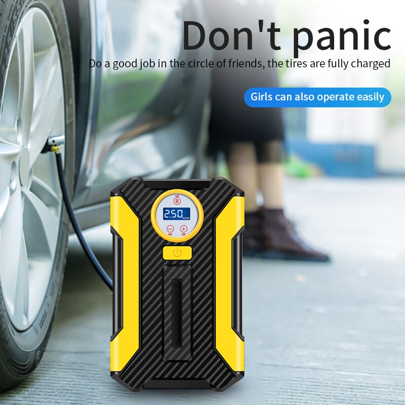 Automotive tire inflator LED digital lighting tire on board inflation pump DC 12V air compressor toolbox, automotive tires, bicy