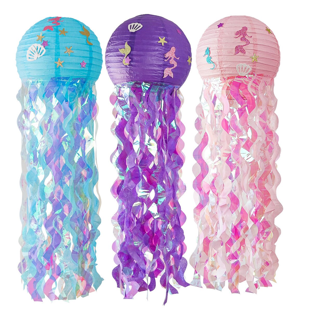 Mermaid Theme Party Decor DIY Jellyfish Paper Lantern Under The Sea Party Decor Girl Mermaid Birthday Decorations Litte Mermaid