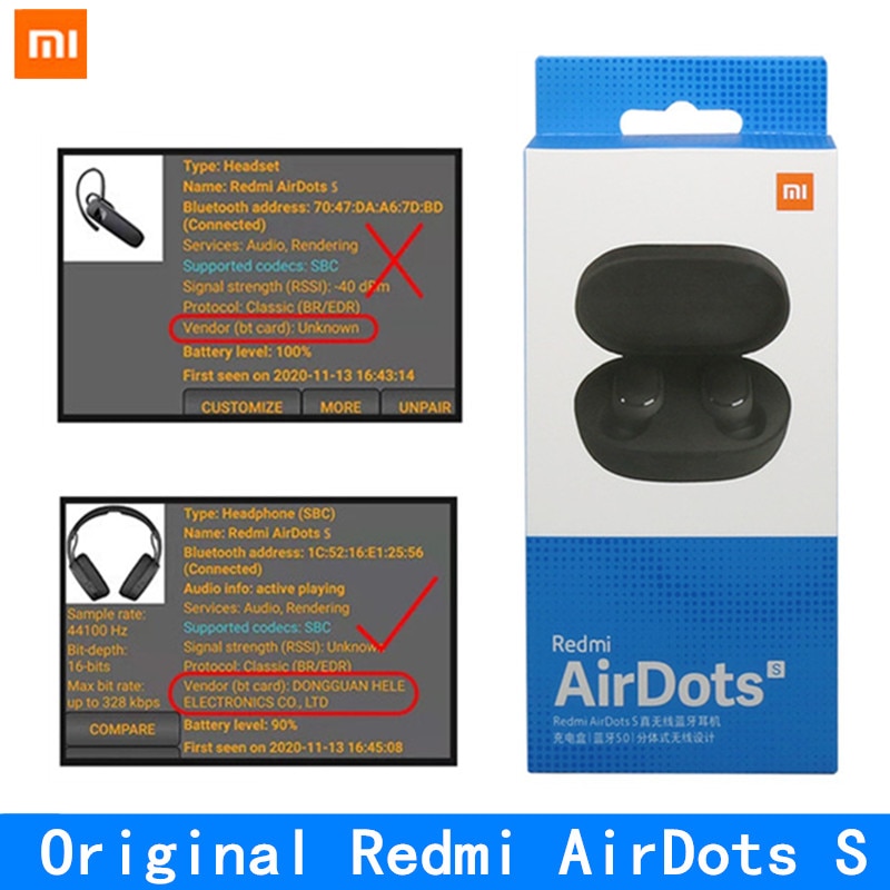 Originele Xiaomi Redmi Airdots S Tws Headset Draadloze Bluetooth Headset Mic Handsfree Oordopjes Ai Controle Ruisonderdrukking Eeaphone