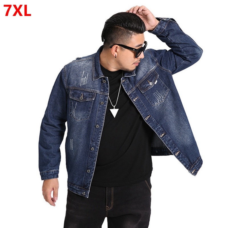 Veste en jean homme grande taille vêtements coupe large grande taille chemise veste en jean oversize vêtements Manteaux veste 7XL 6XL 5XL 4XL