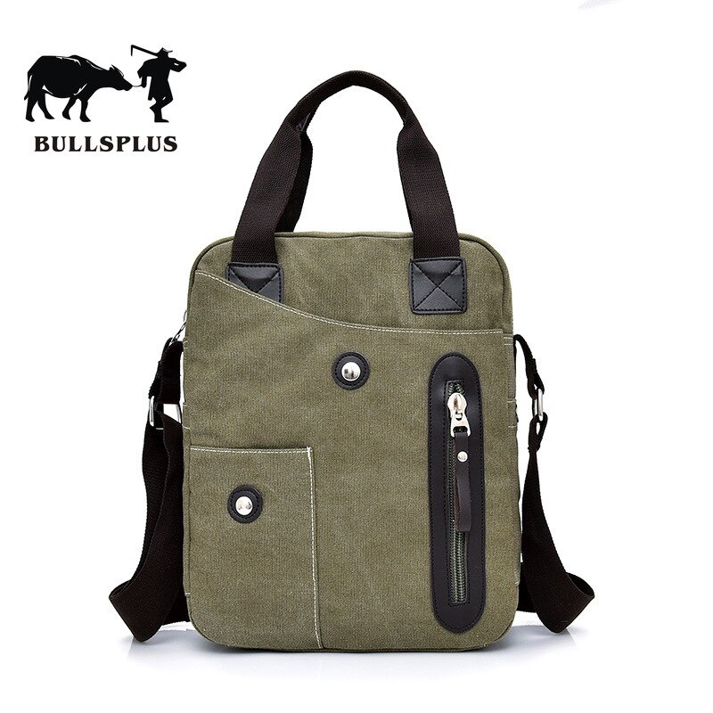 Koreaanse Versie Van De Mannen Mannen Mannen Schouder Schuine Handtas Tas Mode Toevallige Canvas Mannen tas Ipad Kleine Tas Tij: Army green