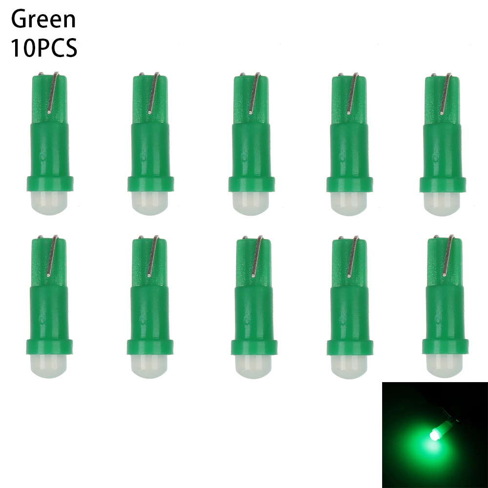 10PC 12V T5 COB LED Car Dashboard Gauge Instrument Lights High Brightness Automobiles Interior Bulbs Cluster Lamp Accessories: Green