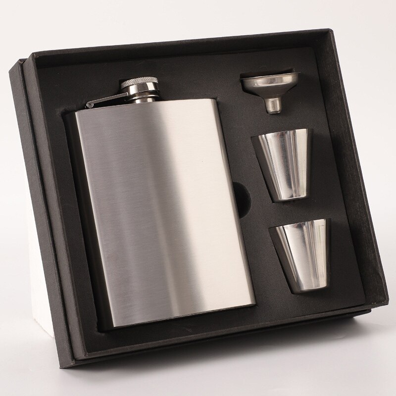 1 Set 8oz Hip Flask Stainless Steel Flask Wine Whiskey Alcohol Flasks with Funnel Cups Groomsman: L