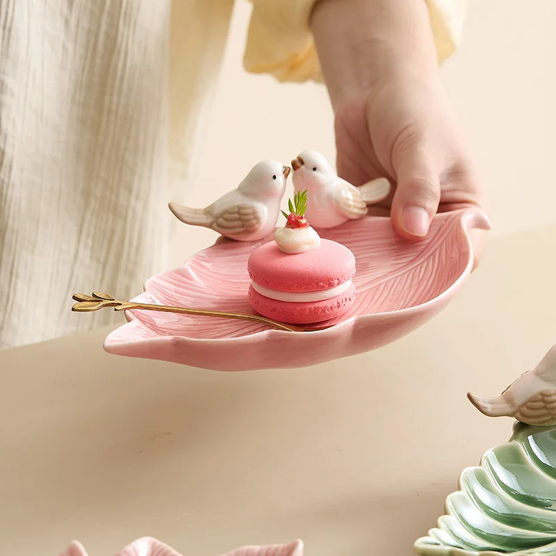 Nette Vogel Tablett Keramik Schmuck Lagerung Tabletts Kreative Regal Dim Sum Dessert Platte Wohnkultur Tee Tisch Desktop Dekoration Schüssel