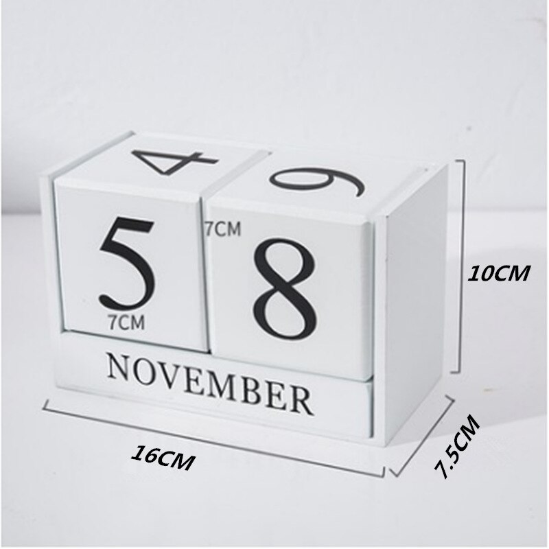 Eeuwigdurende Kalender - Houten Zonnewijzer - Fotografie Props - Woondecoratie Ornamenten: Wit