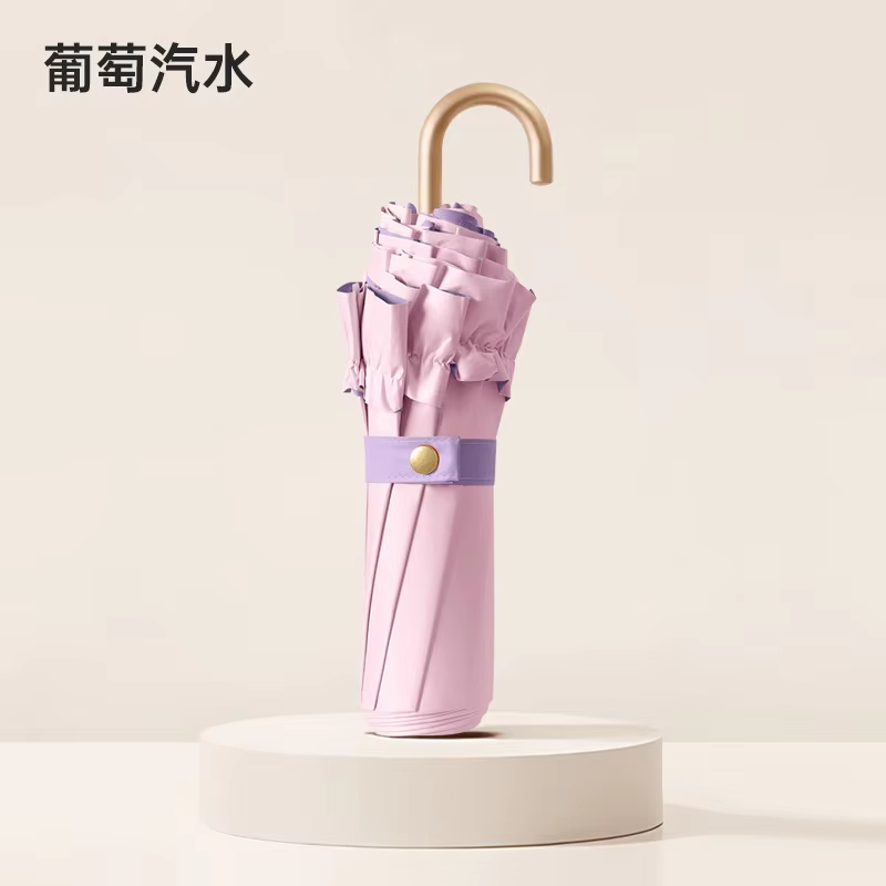 Parapluie à crochet incurvé pliable en dentelle de couleur unie, Protection solaire UV UPF50 + à colle colorée, Parasol Portable léger pour femmes: Rouge