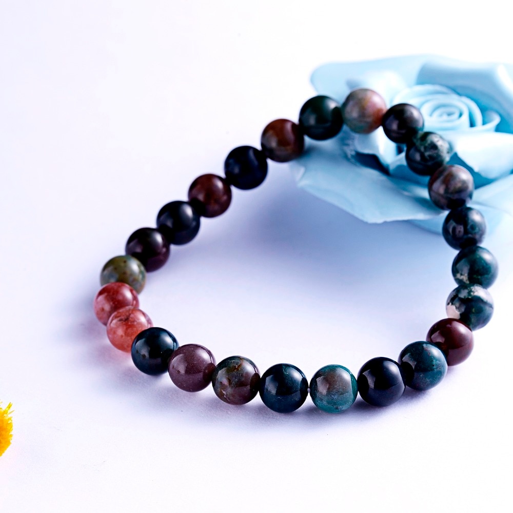 Natural Stone Bracelets Indian Natural Stone Amethysts Beaded Round Beaded Stretch Bracelets Bangles Unisex