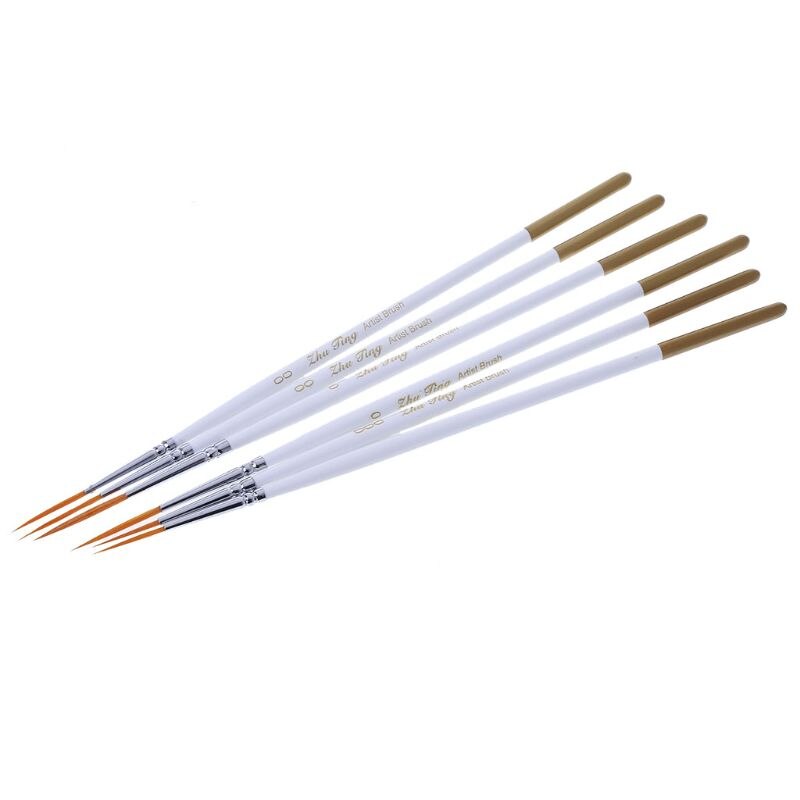 6Pcs Round Brush Hook Line Pen Artist Nylon Hair Paint Set Draw Painting Craft