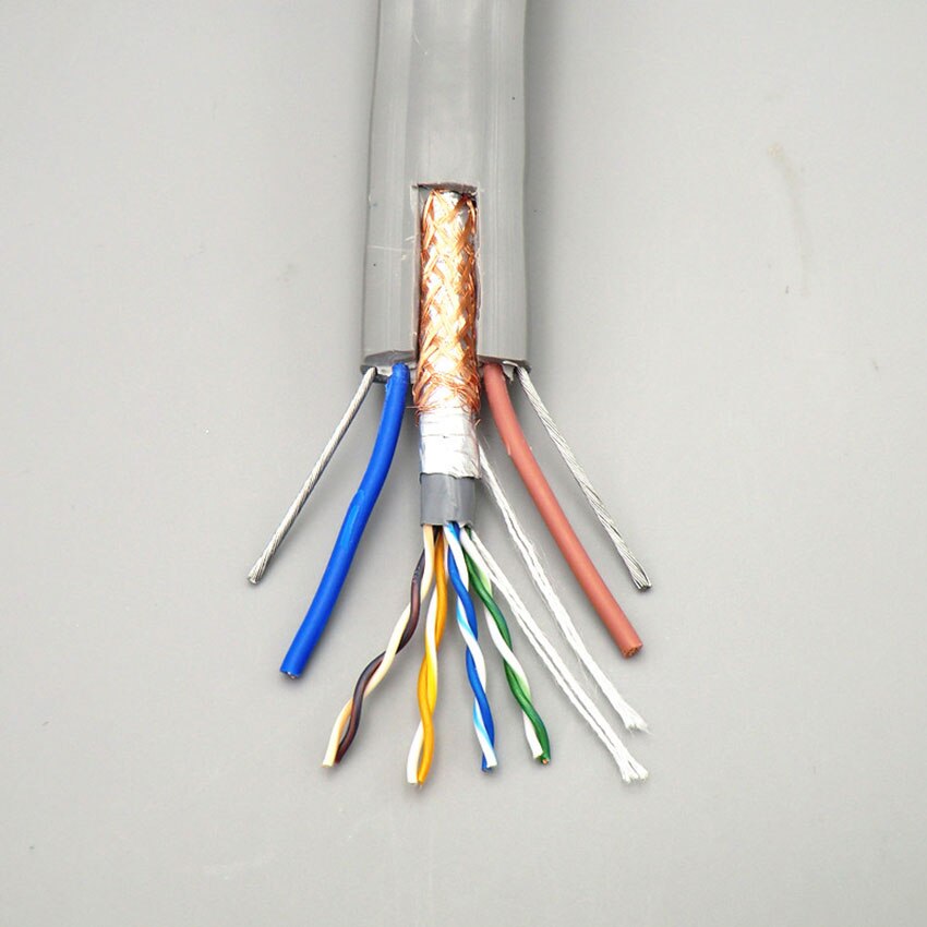 Elevator Shielded Cable cat5e for Ethernet with Double Power Line and Steel Wire Elevator Traveling Network Monitoring Wire