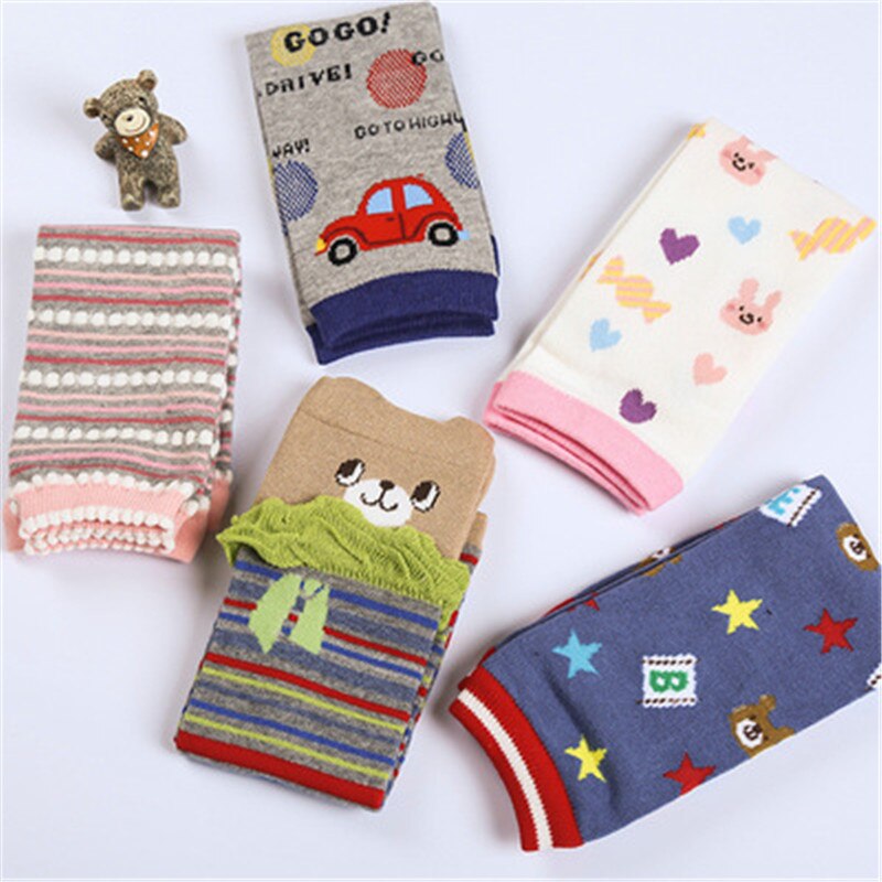 Ideacherry 1 par babypuder 30*8cm tegneserie 100%  bomulds crawling sikkerhed benvarmere sokker tilbehør spædbørn knæ tyk beskytter