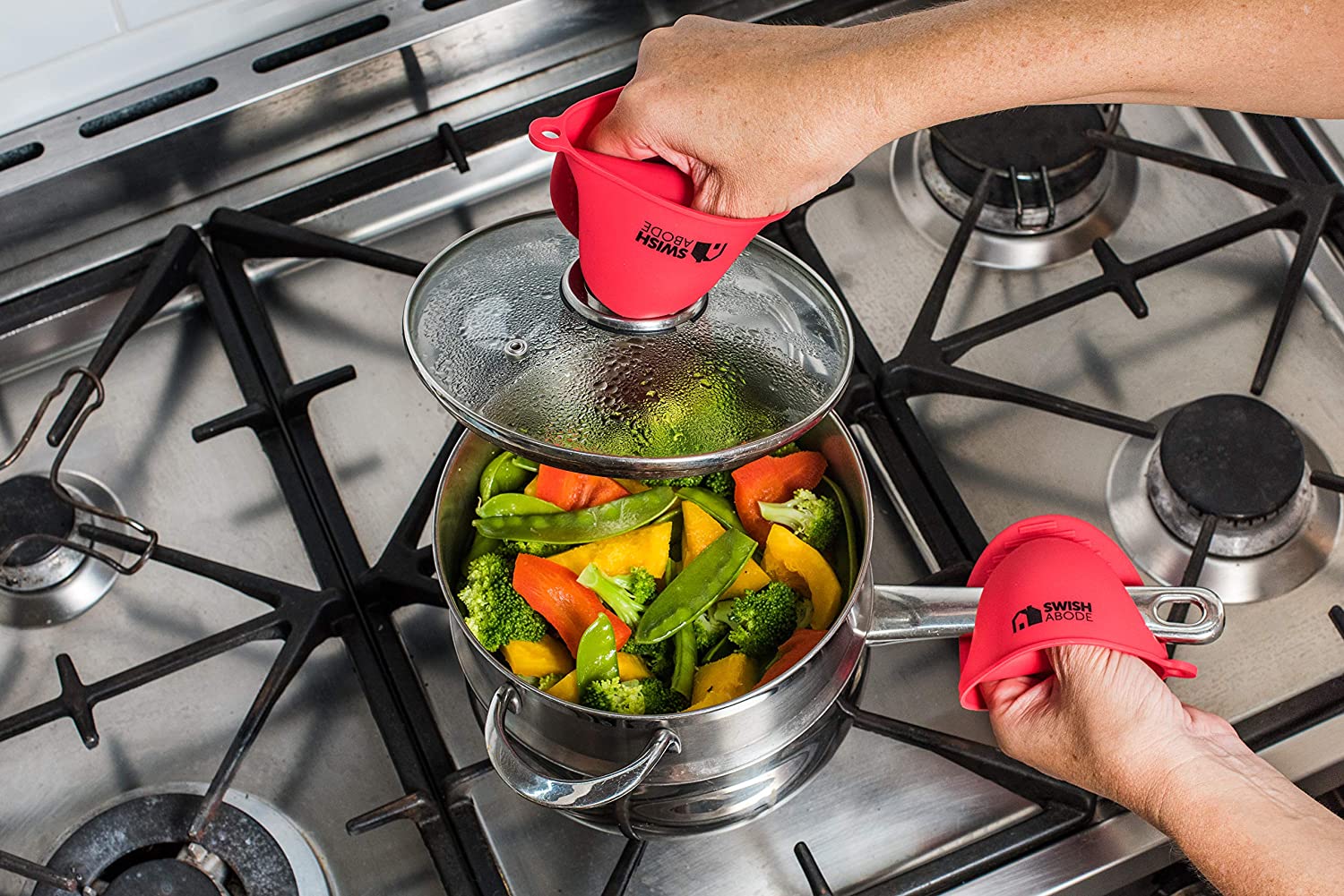 Rode Mini Siliconen Ovenwanten Set(2) voor Instant Pot Of Keuken Gebruik Als Potholder Of Bakken Houder Mini Ovenwant Is Verkocht