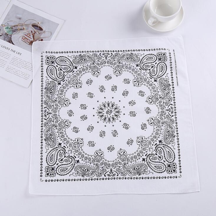 Bohemia Print Bandana Hair Bands for Girls Women Headband Scarf Face Mask Cross TurbanBandanas Headwear 55cmX55cm Hair Headwrap: WHITE