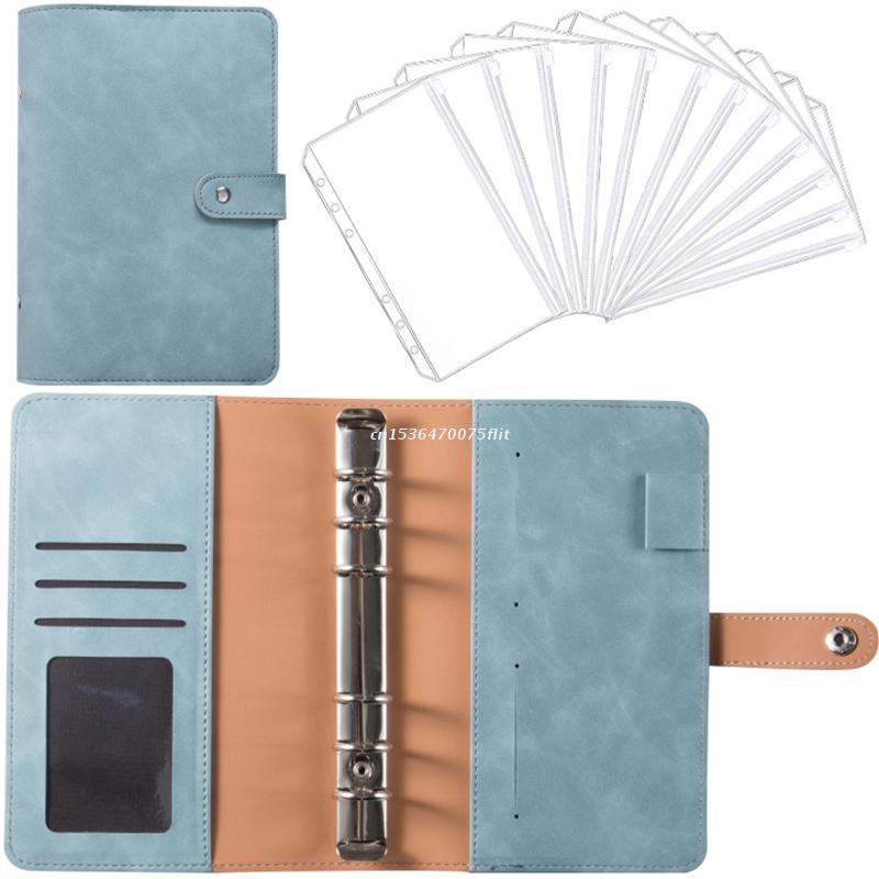 Portable Binder Planner Set with Binder Budget Envelopes Hidden Card Slots 6-ring Notepad Binder Journal for Adult D5QC: Retro
