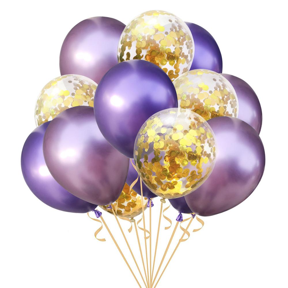 15 stk runde metalliske ballonerguld konfetti ballon fødselsdagsfest dekoration børn voksne luftkugler globos bryllupsindretning