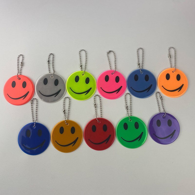 6cm schattige reflecterende smiley sleutelhangers, tashangers, accessoires, sleutelhangers voor zichtbaar verkeer, veilig gebruik 65mm