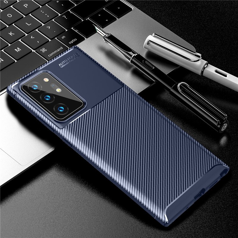 Carbon Fiber Case For Samsung Galaxy Note 20 Ultra Case S20 Plus Cover Soft Back Bumper For Samsung Galaxy Note 20 S20 Funda: For Note 20 Ultra / Blue