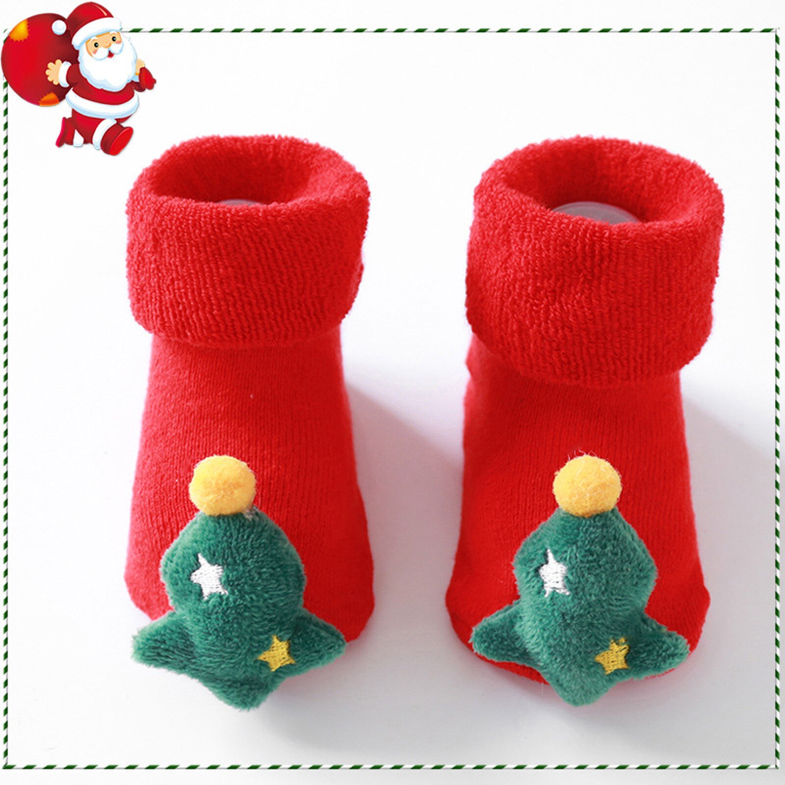 Weihnachten Neugeborenen Baby Socken Niedlichen Karikatur Ebene Anti-Unterhose Sockings Mädchen Jungen Weiche Warme Strumpfhosen freundlicher Winter Socken: D / S(6-12 Monate)