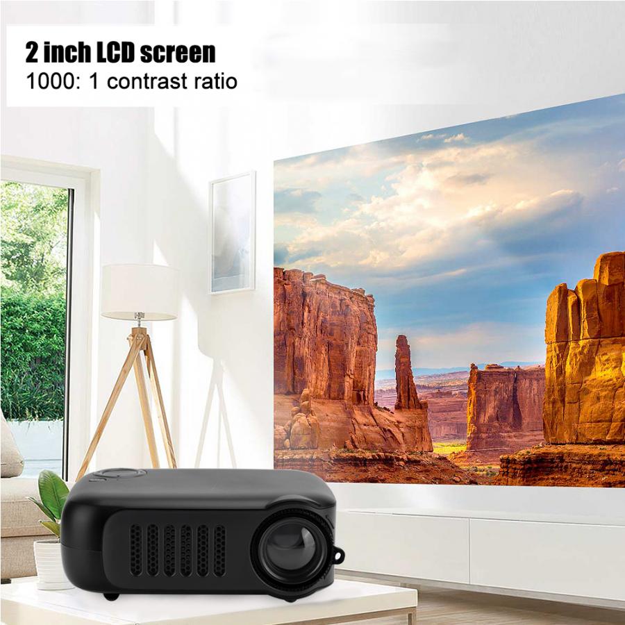 Mini Portable Projector Household Projectors 320*240 Resolution with 2-Inch LCD Screen 1000: 1 Contrast Max Support 1080P