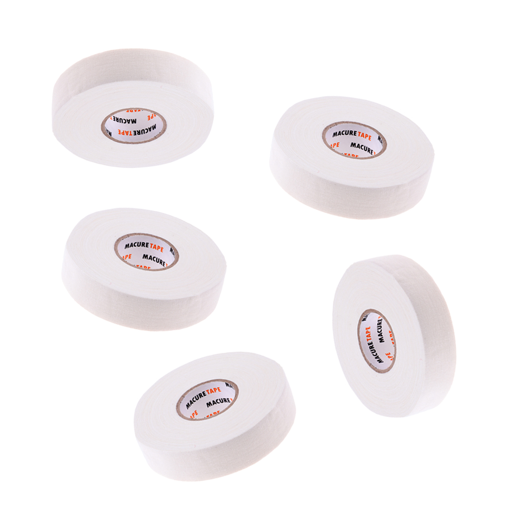Hockey Tape - Cloth Hockey Stick Tape - 5 Roll - 1 Inch Wide 25 Yards White