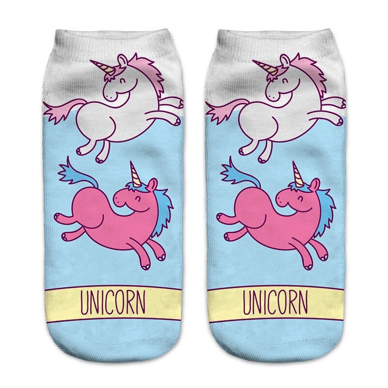 Impression 3D licorne femmes chaussettes printemps été filles chaussettes courtes adulte femme enceinte cheville chaussettes Sokken Meias: color8