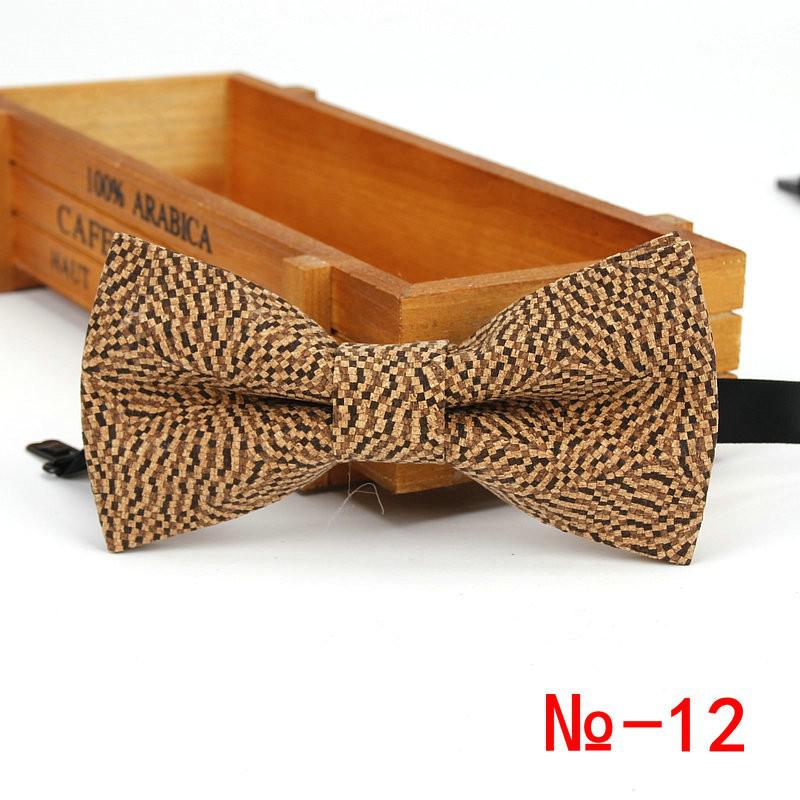 Pajarita de madera de corcho para hombre, pajaritas de madera a rayas Vintage, accesorios de mariposa para boda, negocios informales, Retro, novedad: 12