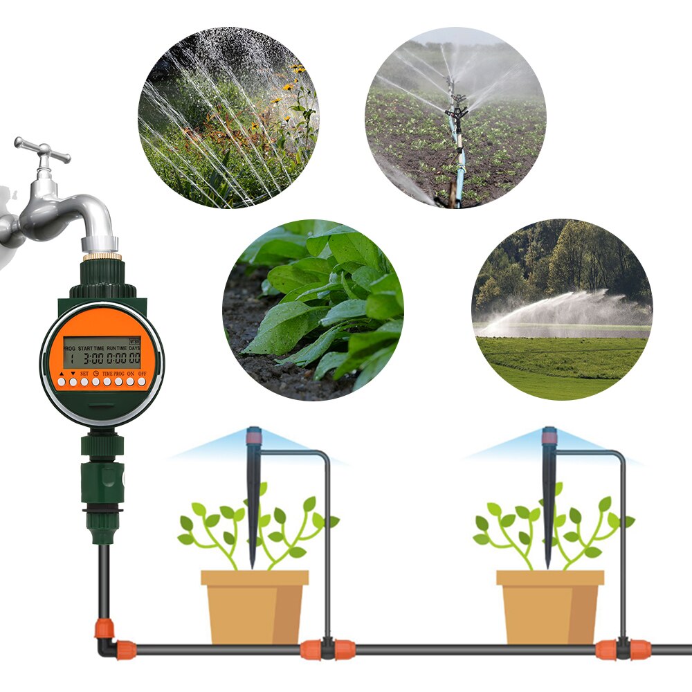 Garden Irrigation Digital Watering Timer Outlet Programmable Hose Faucet Timer With Rain Sensor 3/4" 1/2" Tap