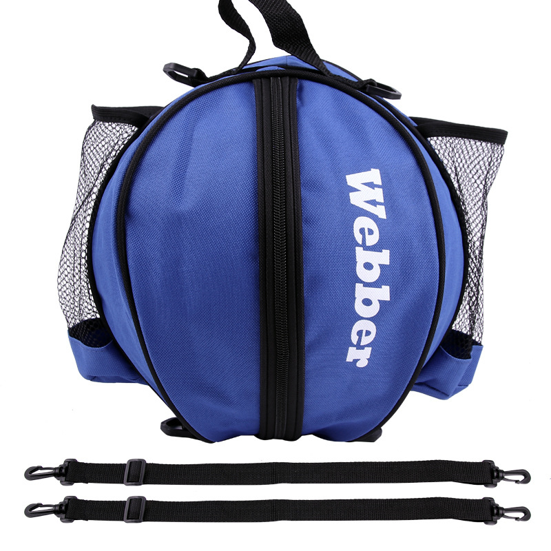 Universel sportspose basketball fodbold volleyball rygsæk håndtaske rund form justerbar skulderrem rygsække opbevaring: Blå