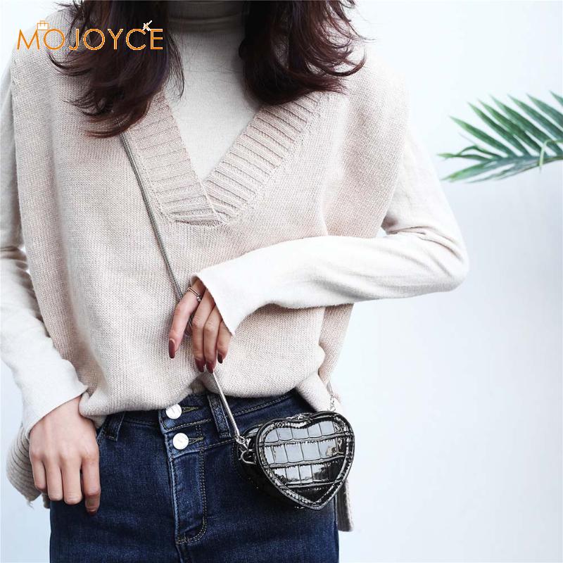 Dejlige piger skuldertaske hjerteformet mærke kvinder serpentine læder crossbody taske kæde læbestift skulder håndtaske