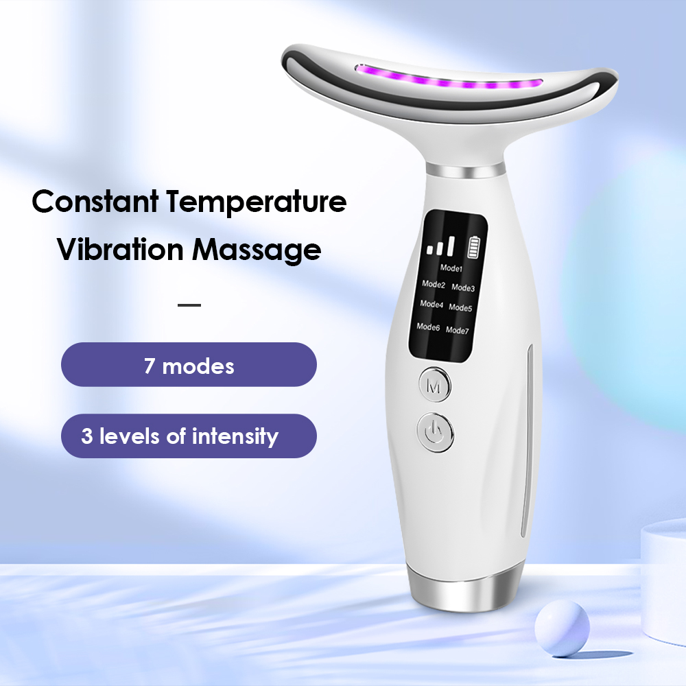 Dispositivo de belleza para el cuello y la cara, masaje vibratorio para cara y cuello, Skindion Personal, dispositivo de belleza para uso doméstico, máquina de estiramiento facial,Lámpara LED de 7 colores, equipo de be
