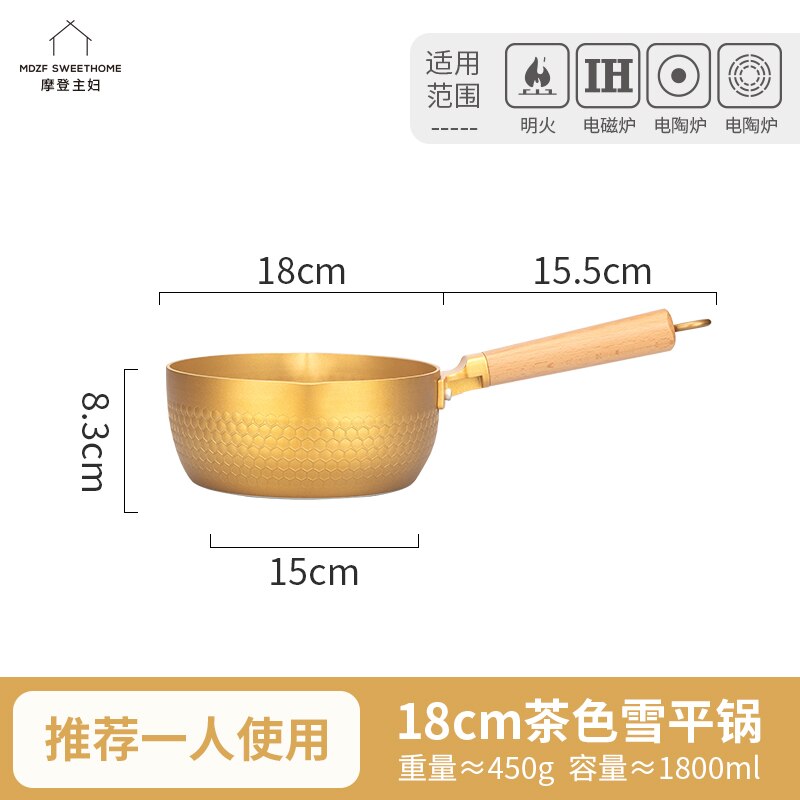 Marmite japonaise en or De luxe pour nouilles Ramen, couvercle en verre antiadhésif, ustensiles De cuisine OC50MG: 18cm gold