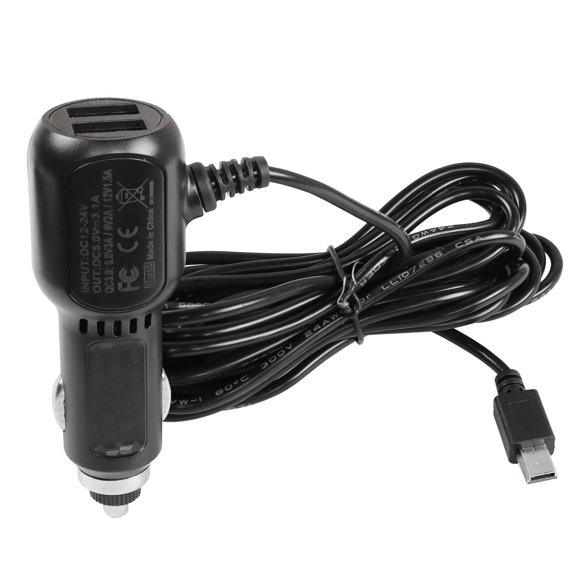 Meiriyfa Dashcam Voedingskabel, Dashcam Oplader Mini Usb, Qc3.0 Snelle Auto-Oplader Met Dubbele Usb-Poorten Voor Verschillende Modellen: Default Title