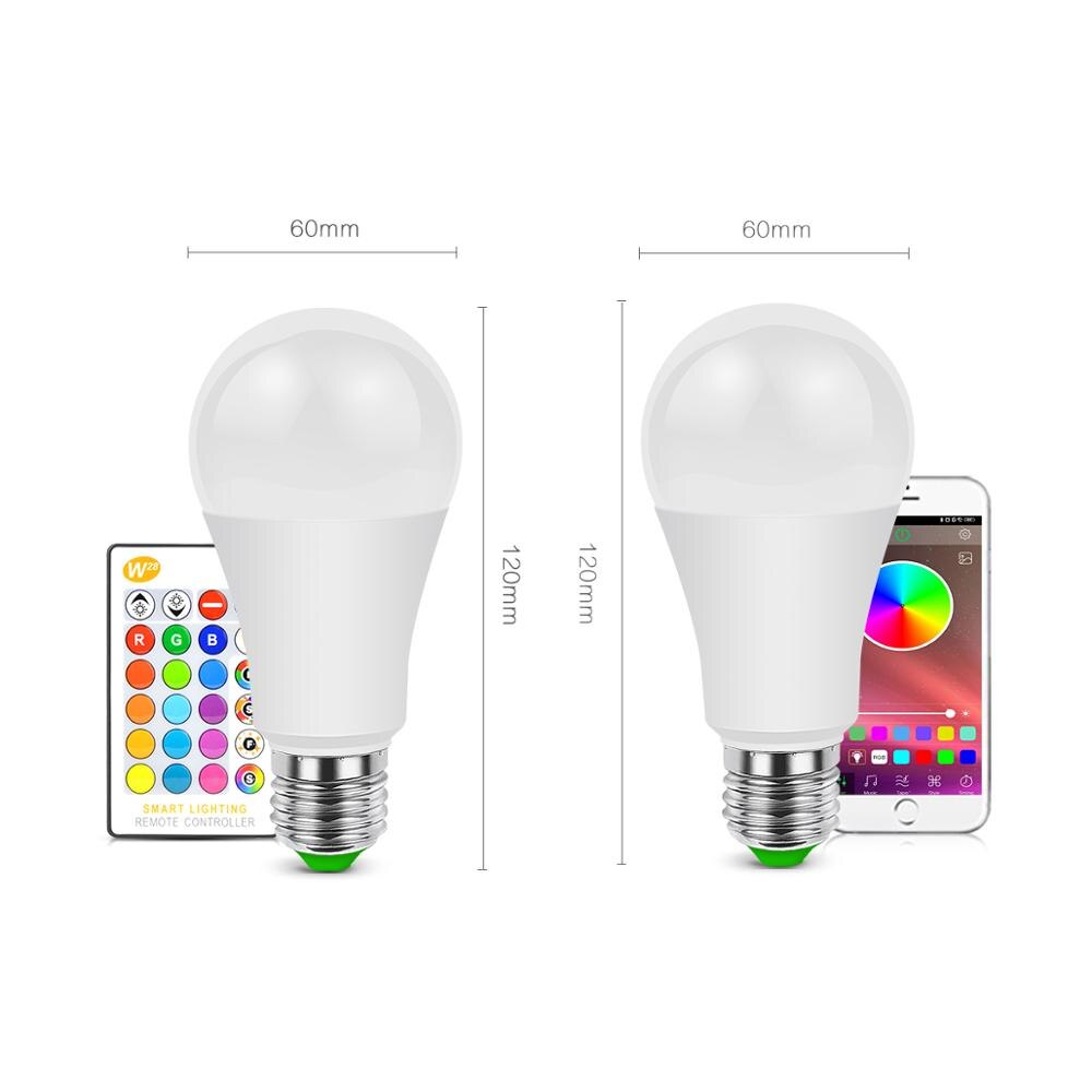 Rgb  e27 led pære smart lys dæmpbar rgbw rgbww bombillas led pære udskiftelig trådløs bluetooth smart pære ampul