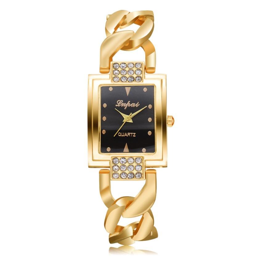Lvpai Brand Rose Gold Women Luxury Watches Girls Quartz Watch Bracelet Watch Ladies Crystal Round relogio feminino #D: B