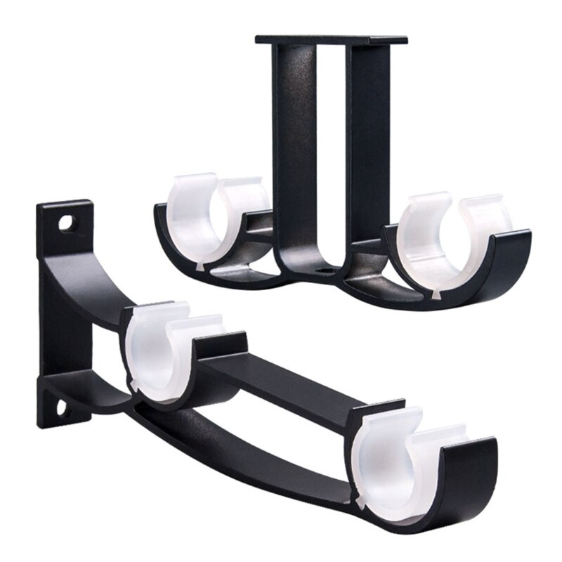 Supports à Double tringle à rideau, 1 pièce, support de quincaillerie de fenêtre, décoration de la maison, montage latéral, facile à installer