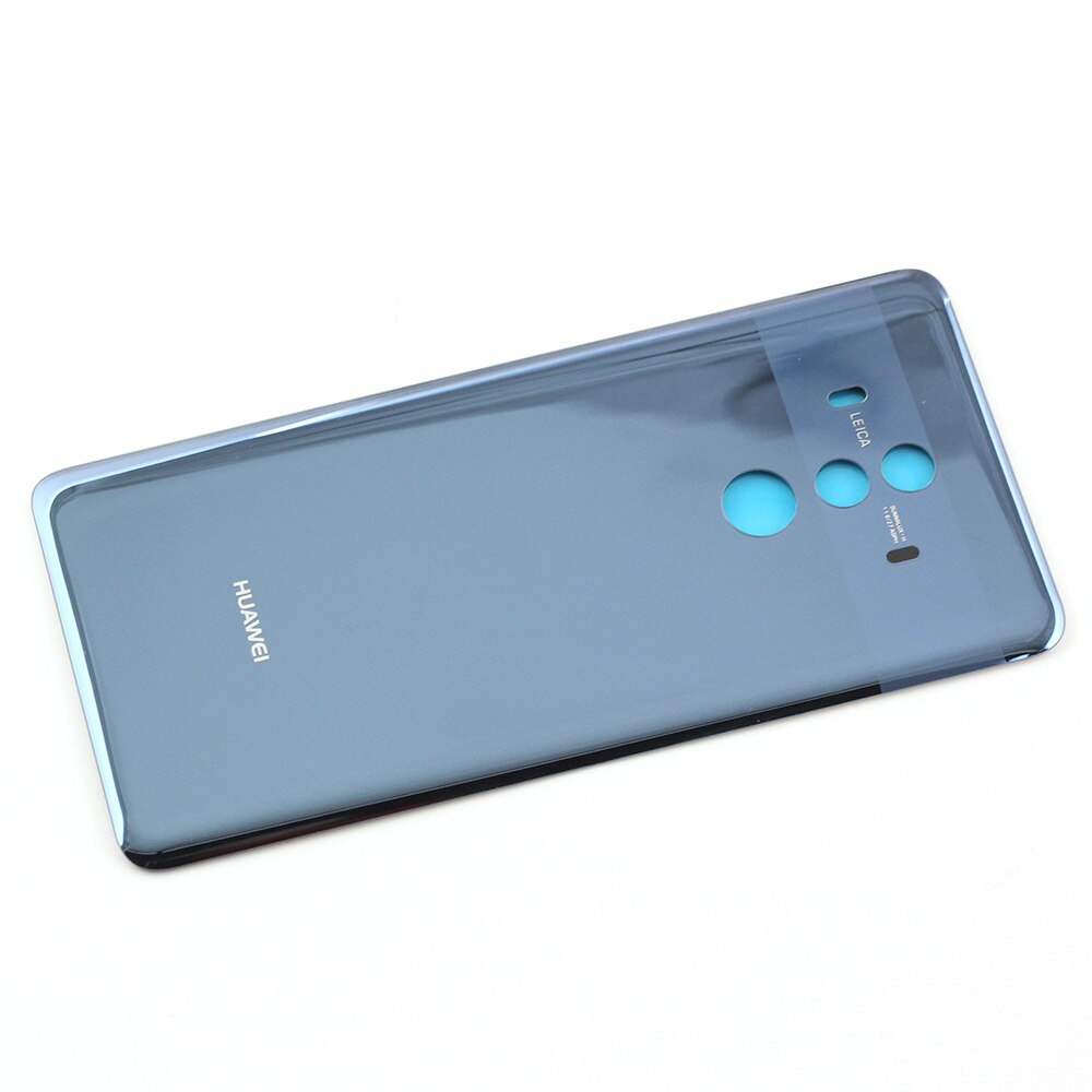 Huawei Mate 10 Pro Batterij Back Cover 3Dglass Achterdeur Behuizing Shell Vervanging Telefoon Bescherming Cover + Sticker & logo: Blue