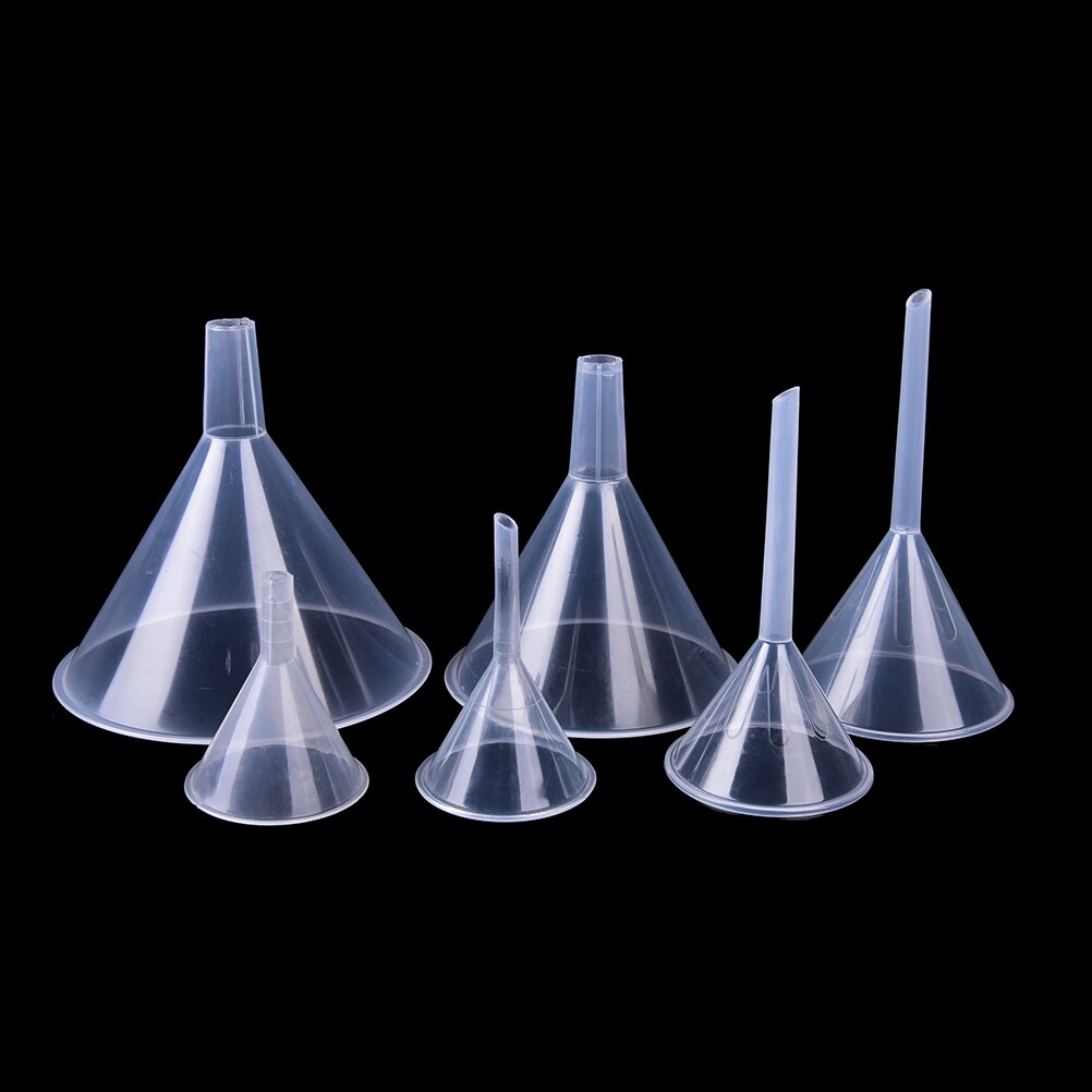 Mini funil de plástico com filtro branco transparente, funil de 1/2 ", 150ml para transferência de perfume em laboratório