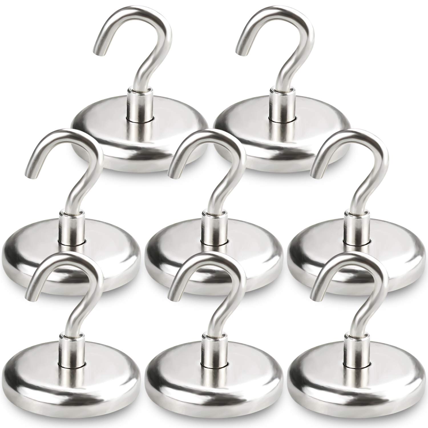 8/12 pieces of magnetic hook powerful hook magnet holder 10kg wall suction hook holder support hardware magnetic tool silver: 8PCS