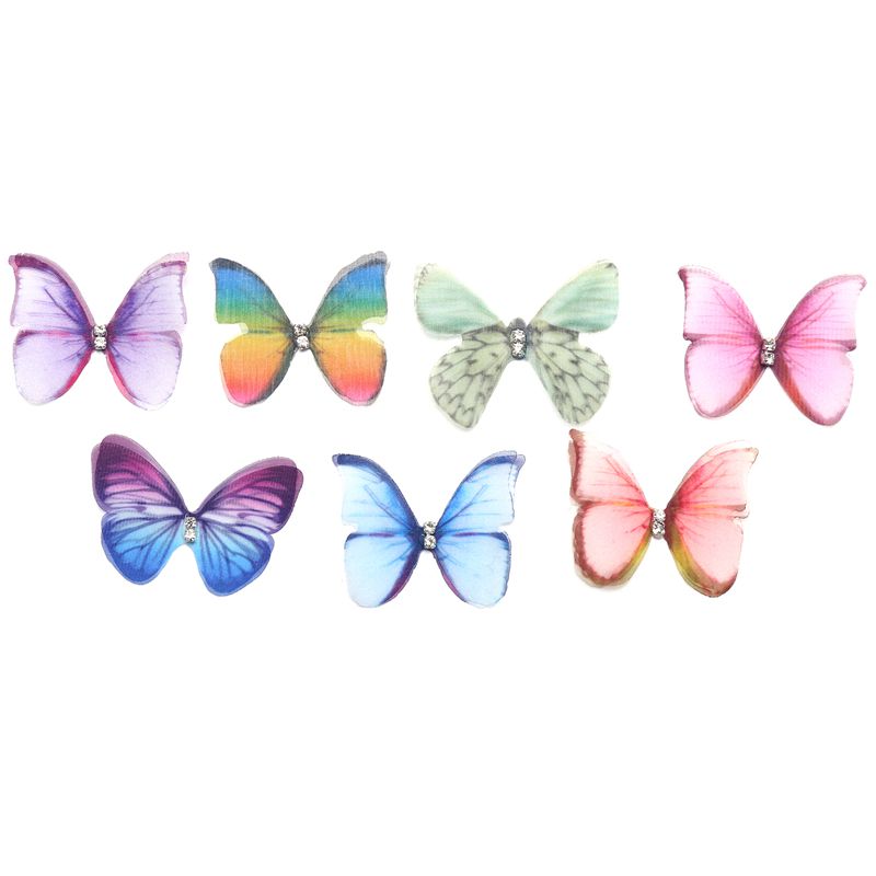 Apliques de mariposa de tela de Organza de Color degradado, 38Mm, mariposa de gasa translúcida para decoración de , adorno de muñeca, 50 Uds.