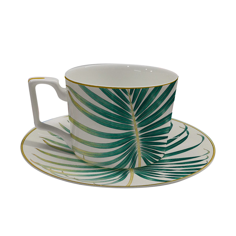 Bone China Ronde Plaat Creatieve Bos Dessert Serie Set Bladeren, Bloemen, restaurant En Thuisgebruik Koffie Set En Kom: M