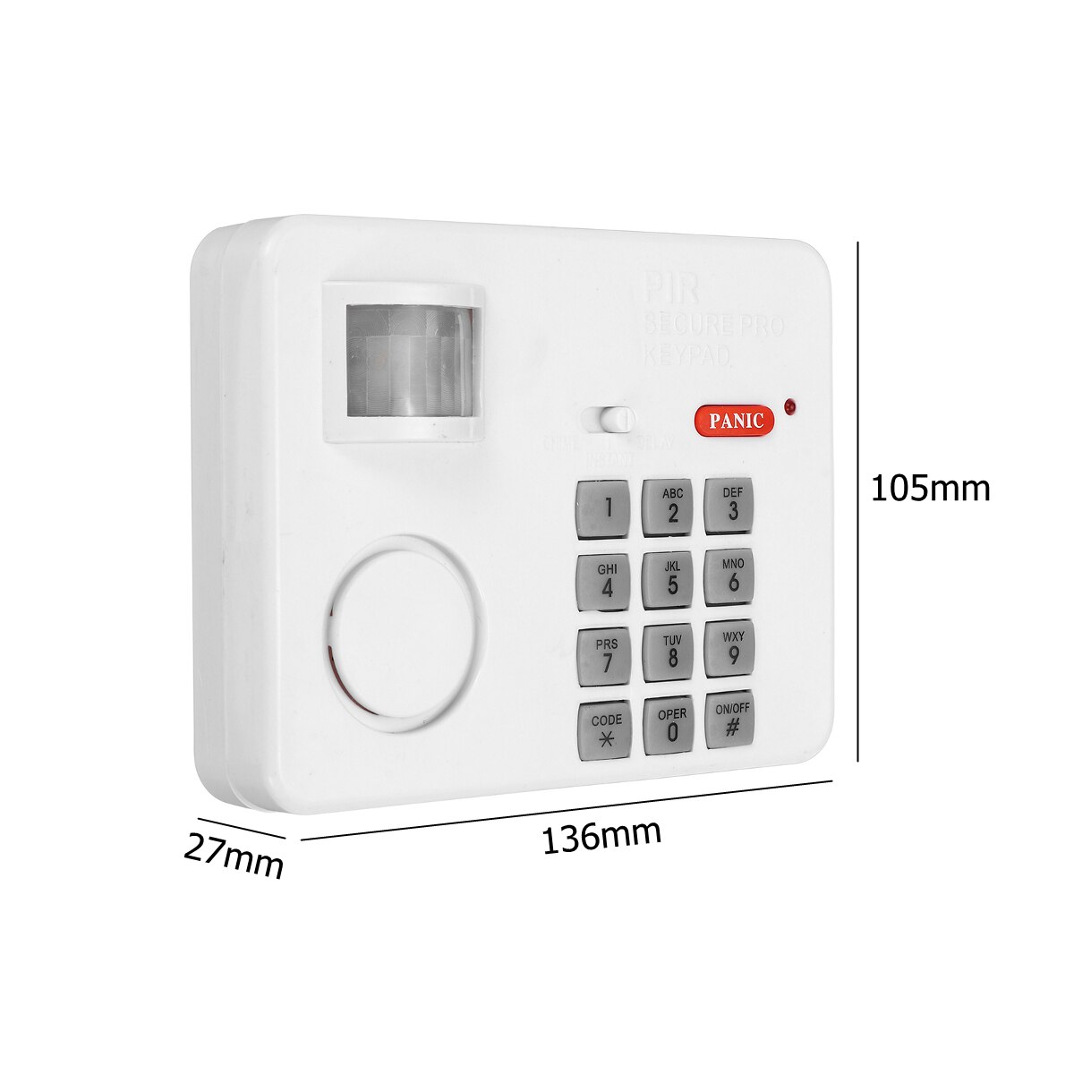 2pcs Wireless Motion Sensor Alarm with Security Keypad PIR Home Garage Shed Caravan white