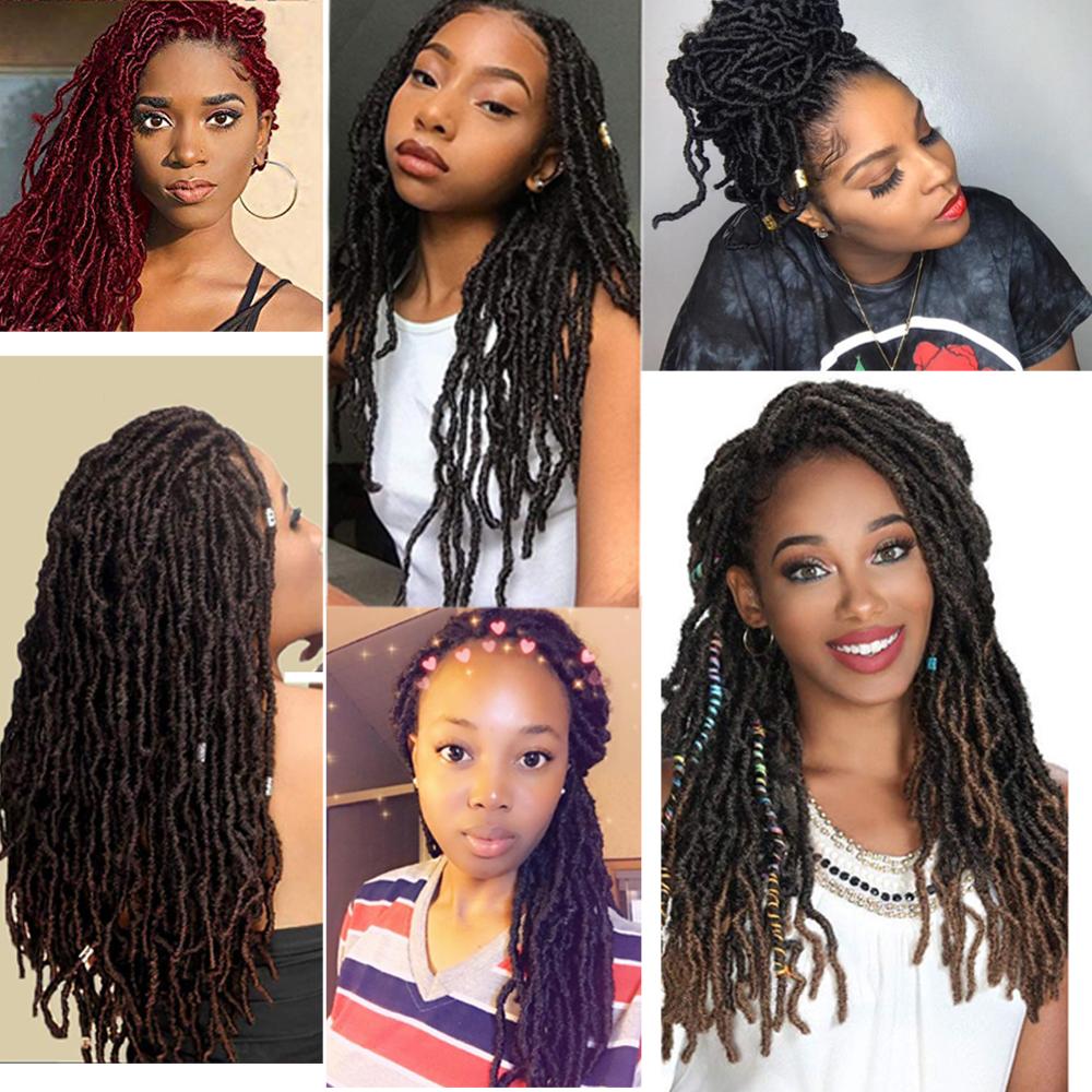 18 30 Inch Afro Synthetic Nu Faux Locs Crochet Hair Extenssion For Black Women 20 Strands Curly Ombre Goddess Faux Locs Braids