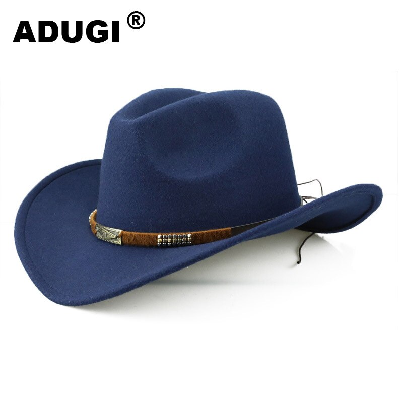 ADUGIMen y de las mujeres de lana de sombrero de vaquero Casual de primavera y verano sombrero de Europa y América, estilo de de viajes al aire libre protector solar: Navy