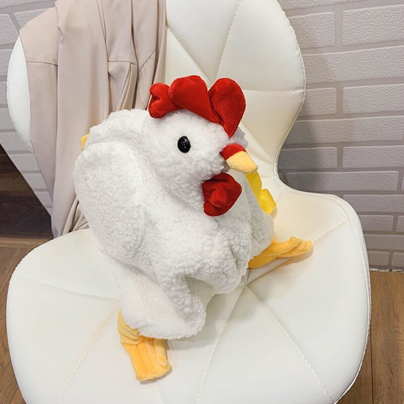 Chickens Shape Bag Zipper Crossbody Purse for Women Soft Fleece Cute Shoulder Bags TY66