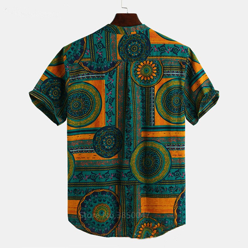 African Clothes News Men Dashiki Print Summer Shirts Bazin Riche Tribal Male Hip Hop Ethnic Short Sleeve Clothing