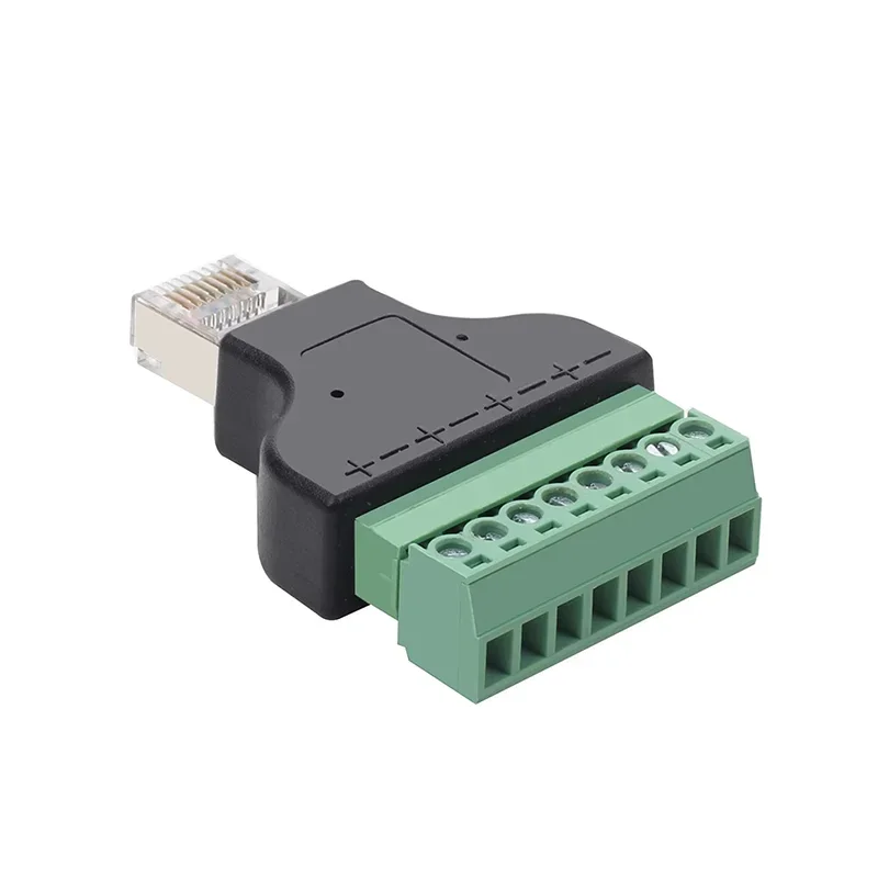 RJ45 Male To Adaptor RJ45 Female To 8 Pin RJ45 Connector with Screw Terminal for DVR CCTV Accessories