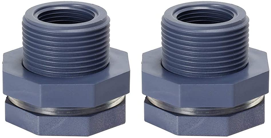 2pcs PVC Water Tank Adapter Universal Garden Spigot for Aquariums 3/4 Inch Female Thread Rain Bulkhead Fitting Hose Home Soild