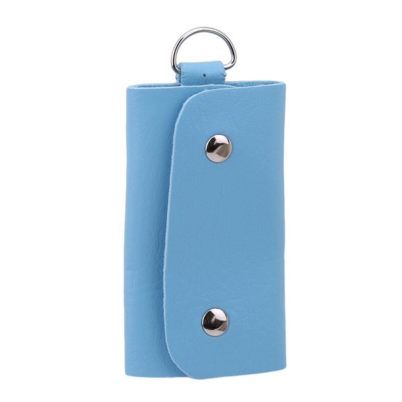 1 pc bærbare læder husholderske indehavere bil nøglering nøgleholder taske taske unisex tegnebog dæksel enkel opbevaringstaske i farve: Blå